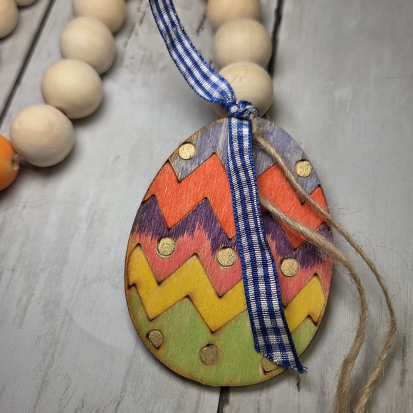 Hand Painted Vibrant Wooden Beads with Easter Egg - Picture 2 of 3